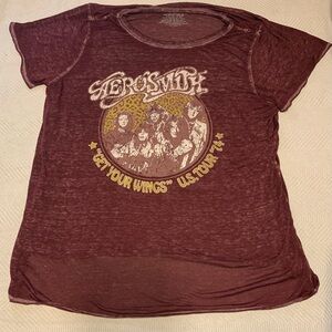 Women's Aerosmith Sheer Short Sleeve Tee - Maroon